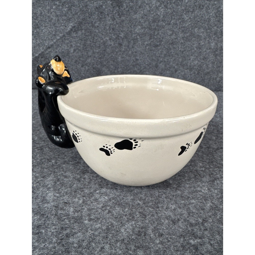 Bearfoots Big Sky Carvers Black Bear Ceramic Bowl 2000 Jeff Fleming Vintage